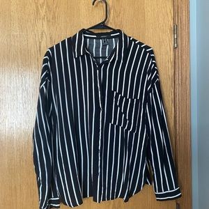 Black striped button down